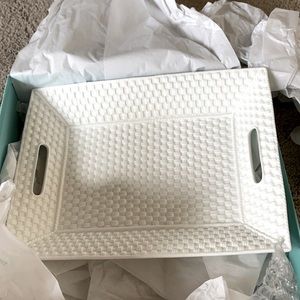 Tiffany and co. Bone China basket weave tray. New.